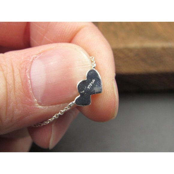 16 Inch Sterling Silver Tiny Two Hearts Necklace - Picture 3 of 6